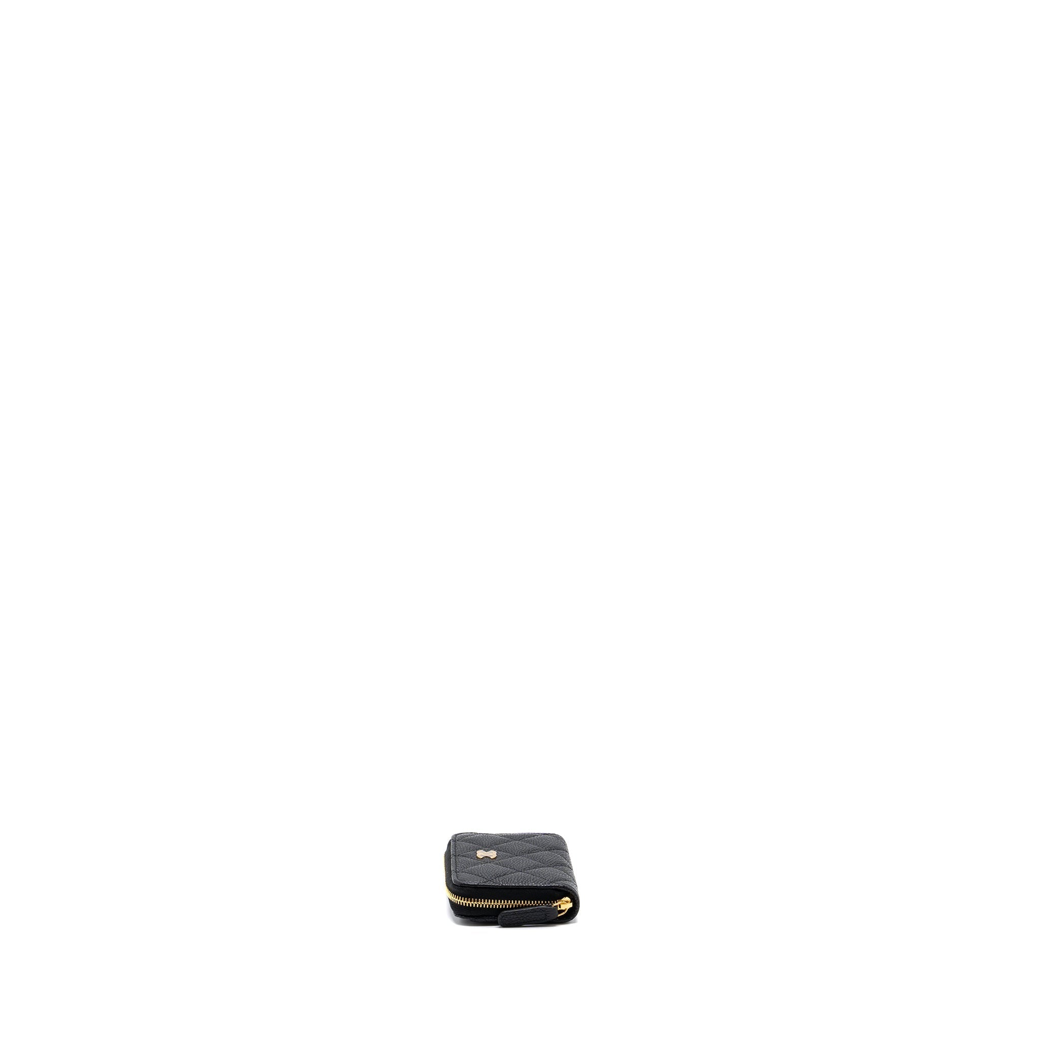 CHANEL QUILTED ZIPPER CARD HOLDER CAVIAR BLACK GHW (MICROCHIP)