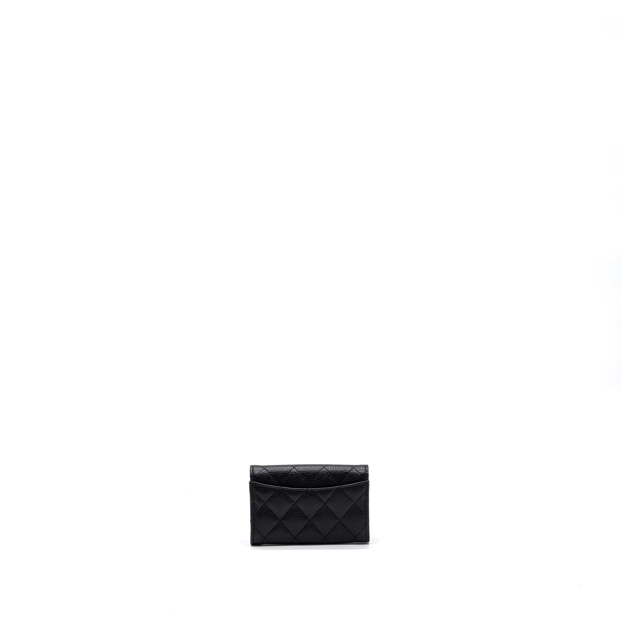 CHANEL CLASSIC FLAP CARD HOLDER CAVIAR BLACK GHW (MICROCHIP)