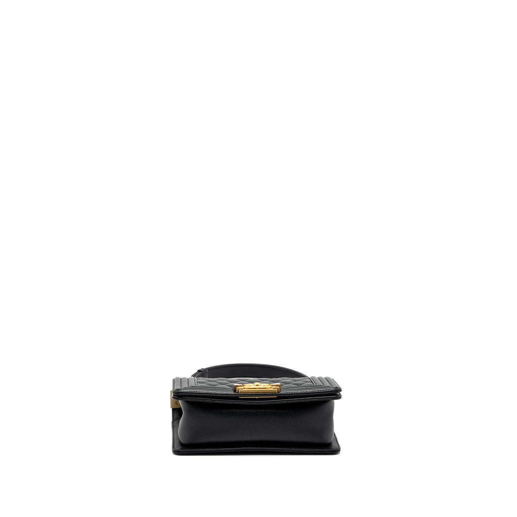 CHANEL SMALL BOY BAG CAVIAR BLACK GHW (MICROCHIP)