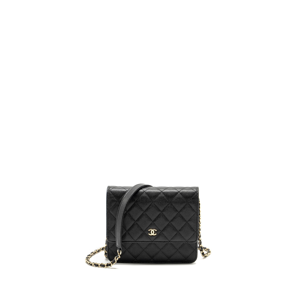 CHANEL QUILTED WALLET ON CHAIN CAVIAR BLACK GHW