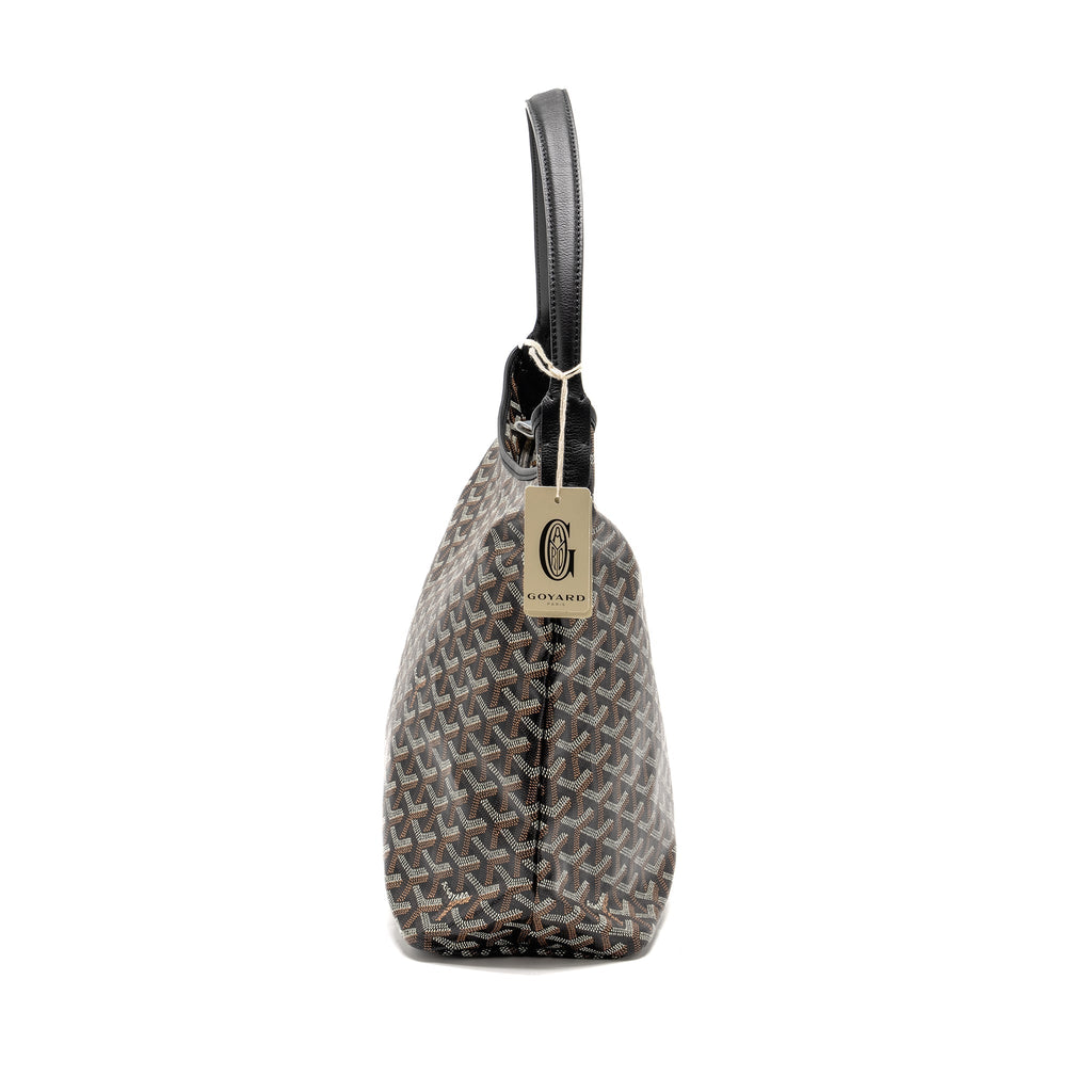 GOYARD BOHEME HOBO BAG GOYARDINE CANVAS/CALFSKIN BLACK SHW