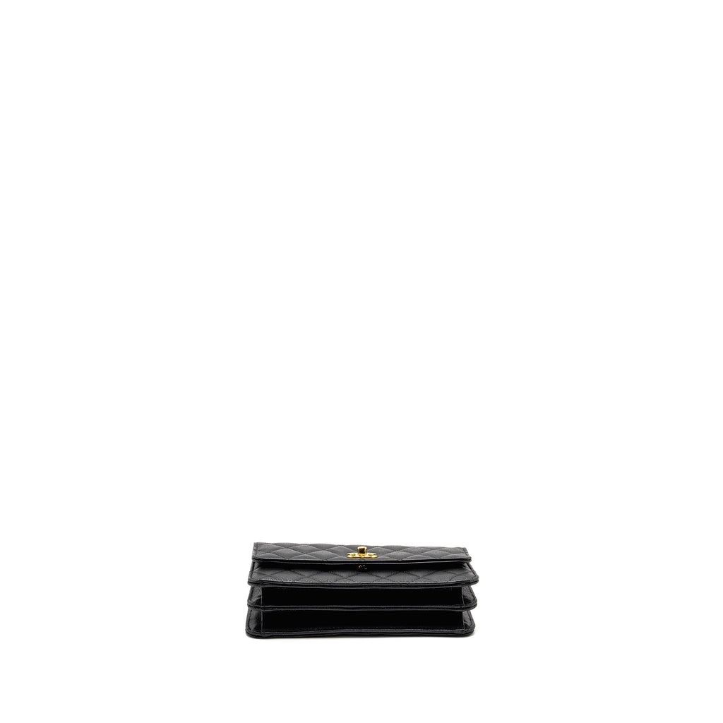 CHANEL 23S WALLET ON CHAIN WITH BAG CHARM CAVIAR BLACK GHW(MICROCHIP)