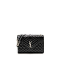 SAINT LAURENT/YSL MEDIUM ENVELOPE CHAIN BAG GRAINED CALFSKIN MIX MATELASSE BLACK SHW
