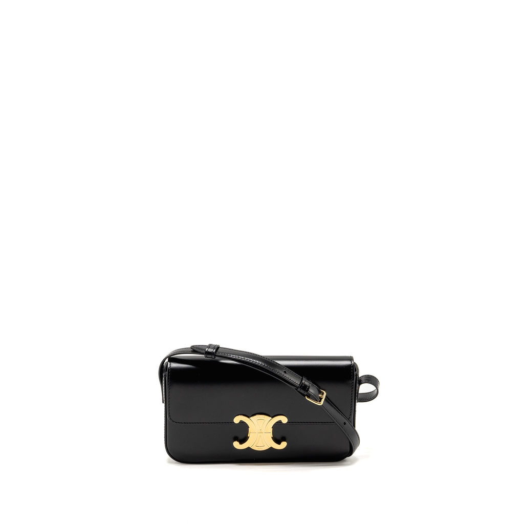 CELINE TRIOMPHE SHOULDER BAG CALFSKIN BLACK GHW