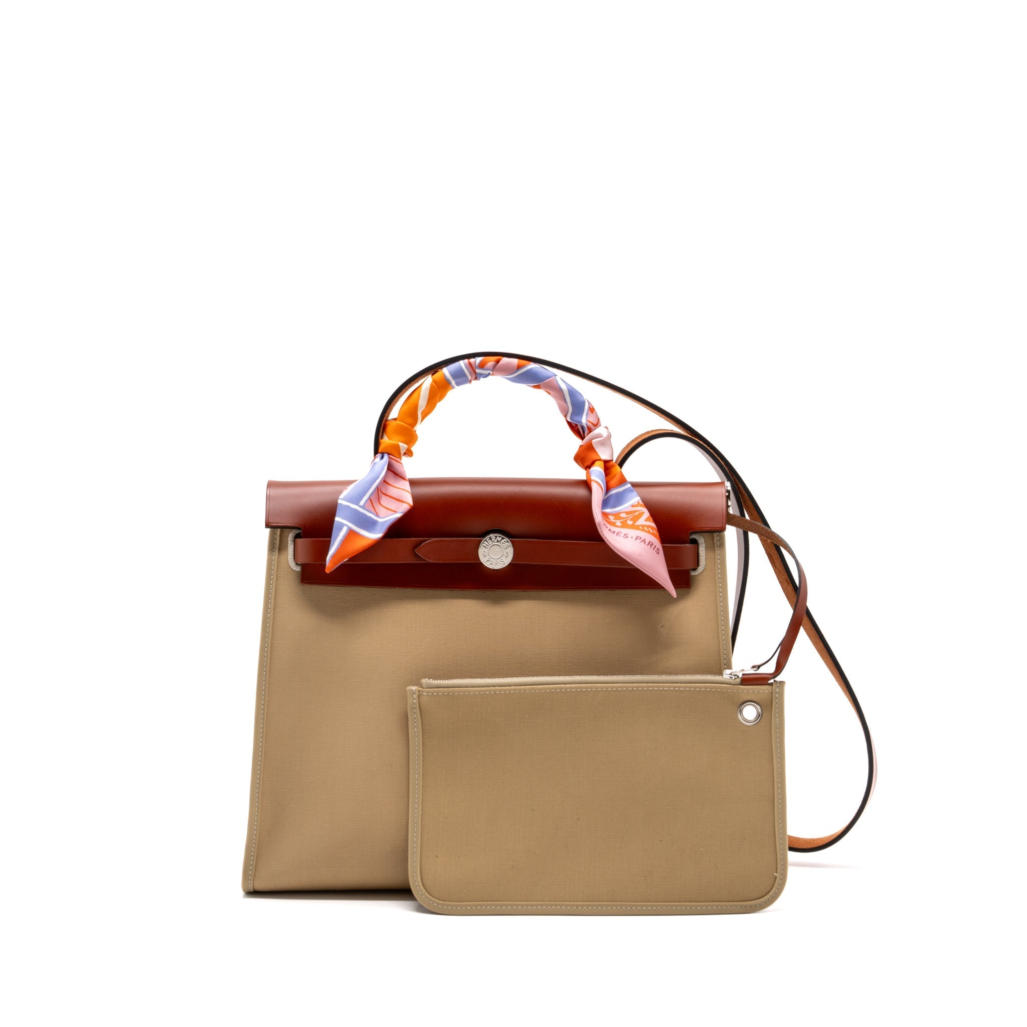 HERMES HERBAG 31 ZIP BAG CANVAS / HUNTER LEATHER TRENCH/ CUVIER SHW