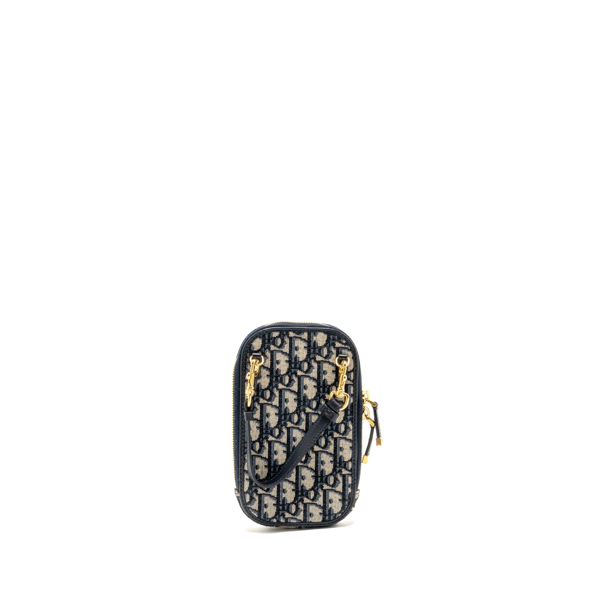 DIOR 30 MONTAIGNE PHONE POUCH OBLIQUE JACQUARD CANVAS NAVY GHW