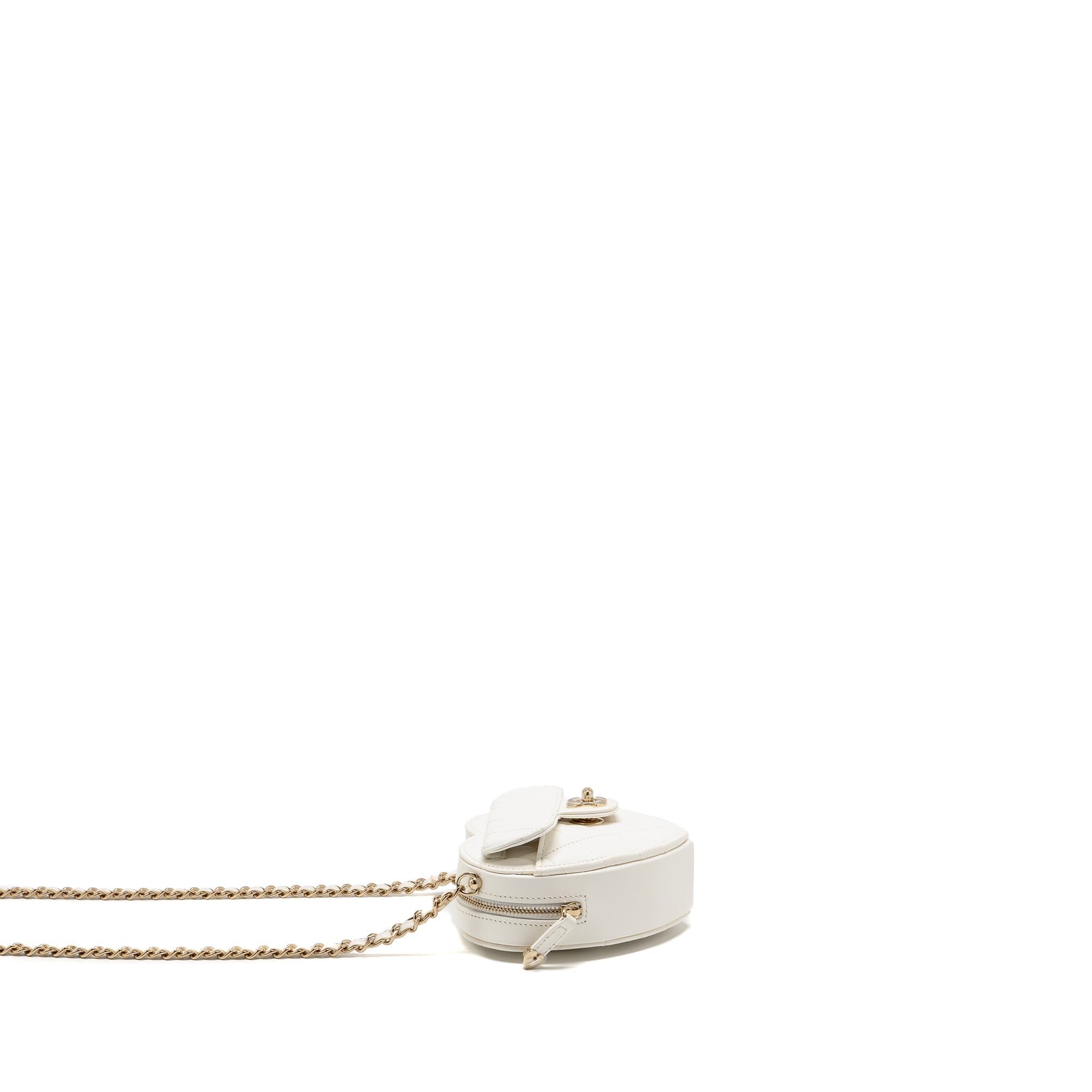 CHANEL SMALL HEART BAG LAMBSKIN WHITE LGHW