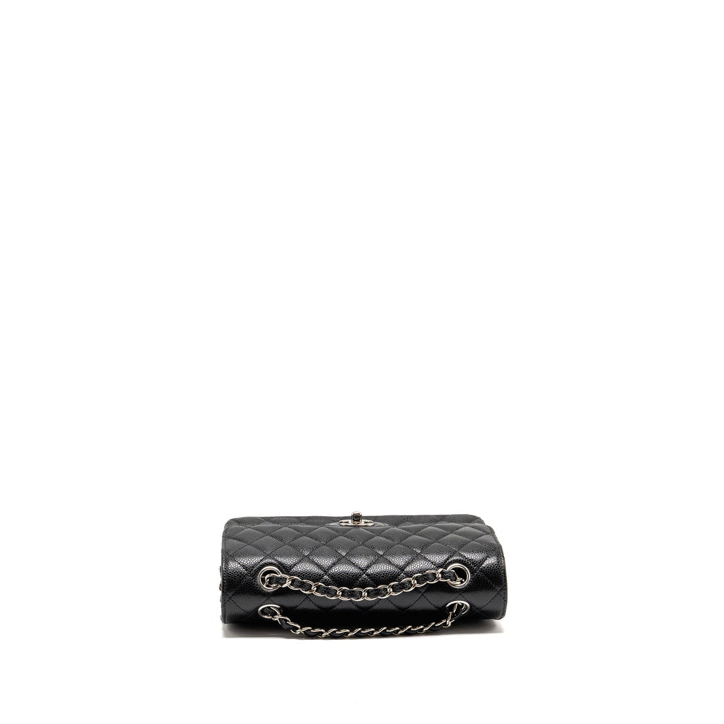 CHANEL SMALL CLASSIC DOUBLE FLAP BAG CAVIAR BLACK SHW