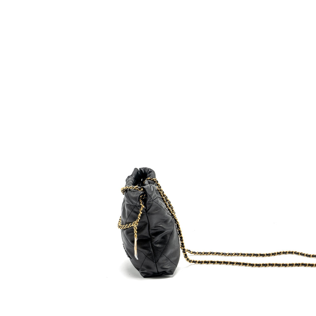 CHANEL MINI 22 BAG CAVIAR BLACK GHW (MICROCHIP)