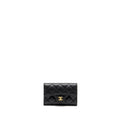 CHANEL CLASSIC FLAP CARD HOLDER CAVIAR BLACK GHW (MICROCHIP)