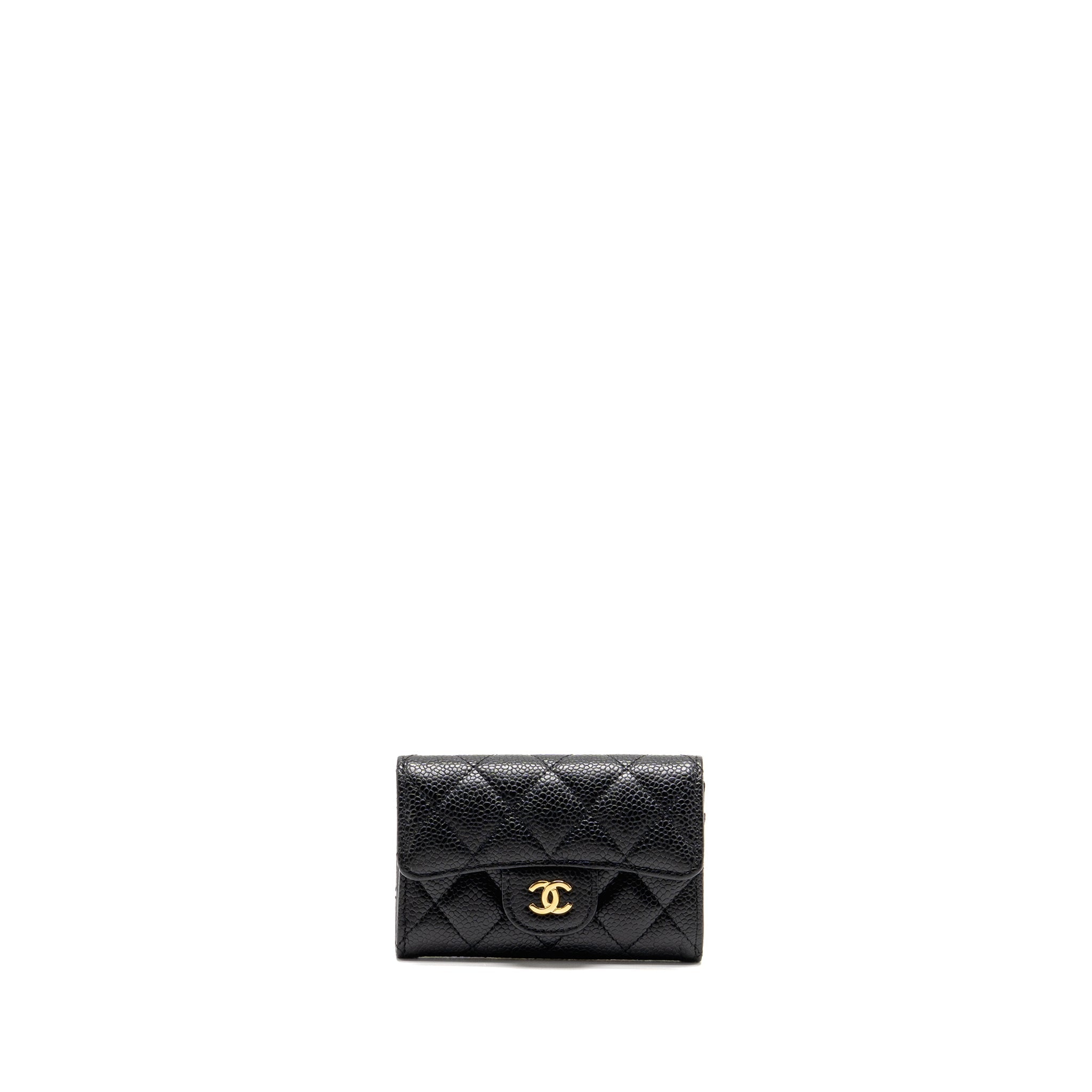 CHANEL CLASSIC FLAP CARD HOLDER CAVIAR BLACK GHW (MICROCHIP)