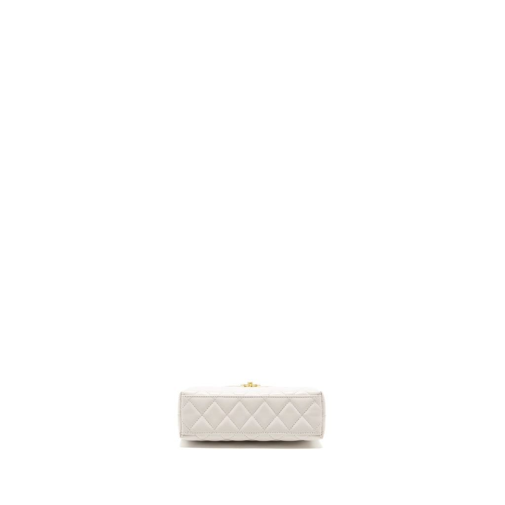 CHANEL 23K MINI KELLY SHOPPING TOTE BAG CALFSKIN WHITE GHW (MICROCHIP)