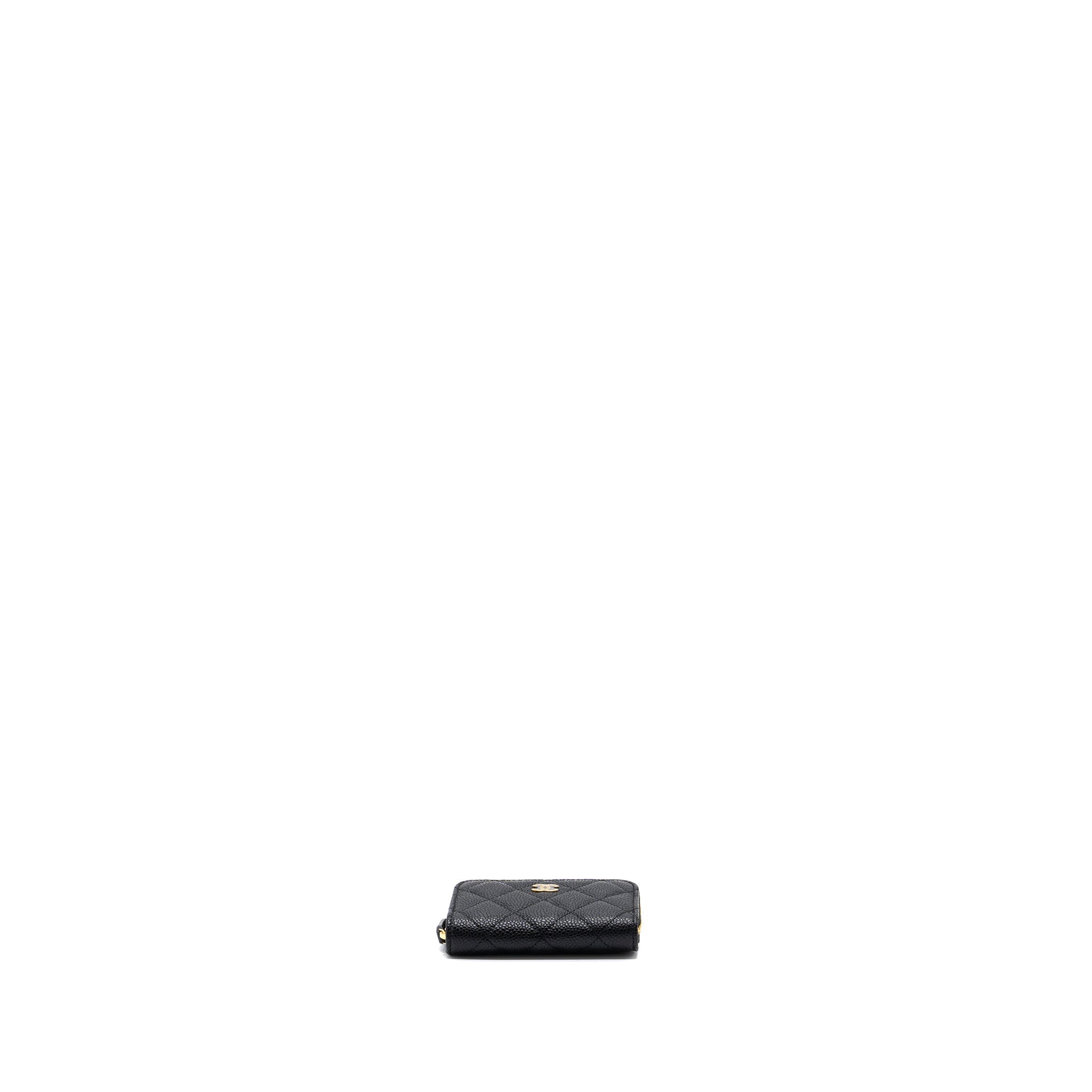 CHANEL QUILTED ZIPPER CARD HOLDER CAVIAR BLACK GHW (MICROCHIP)