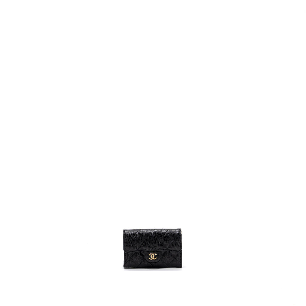 CHANEL CLASSIC FLAP CARD HOLDER CAVIAR BLACK GHW (MICROCHIP)