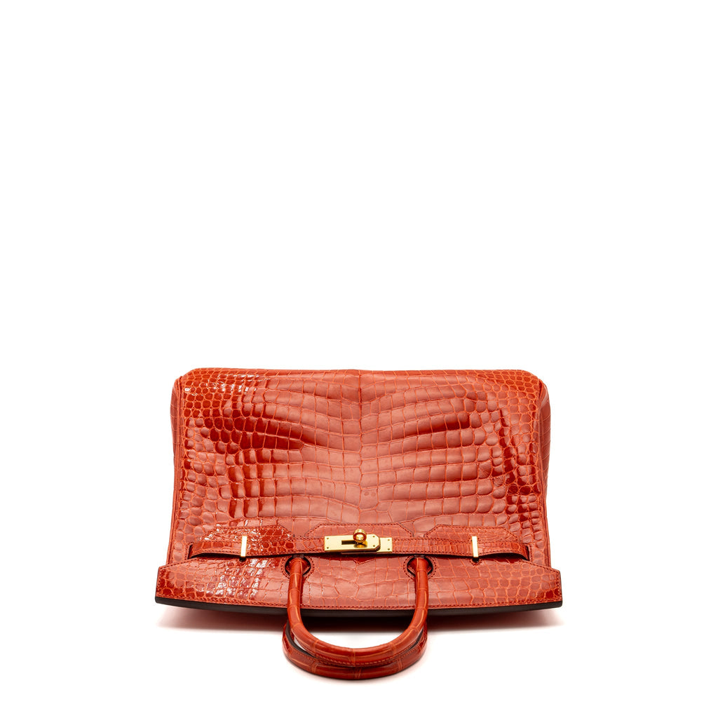 HERMES BIRKIN 35 SHINY CROCODILE POROSUS FEU GHW