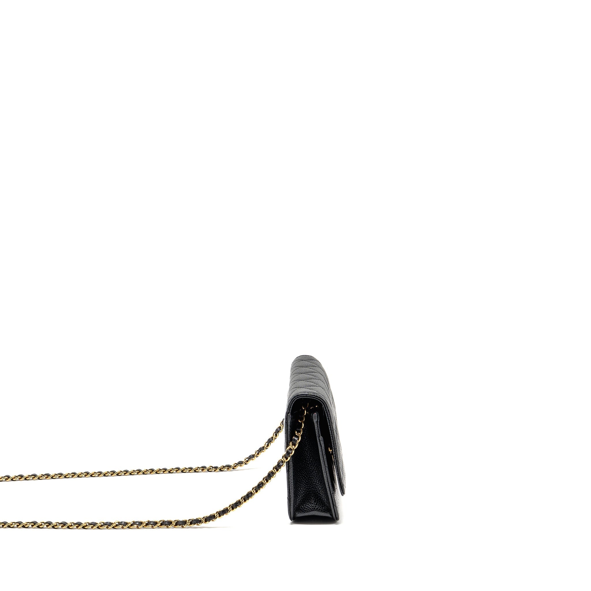 CHANEL CLASSIC WALLET ON CHAIN CAVIAR BLACK GHW (MICROCHIP)