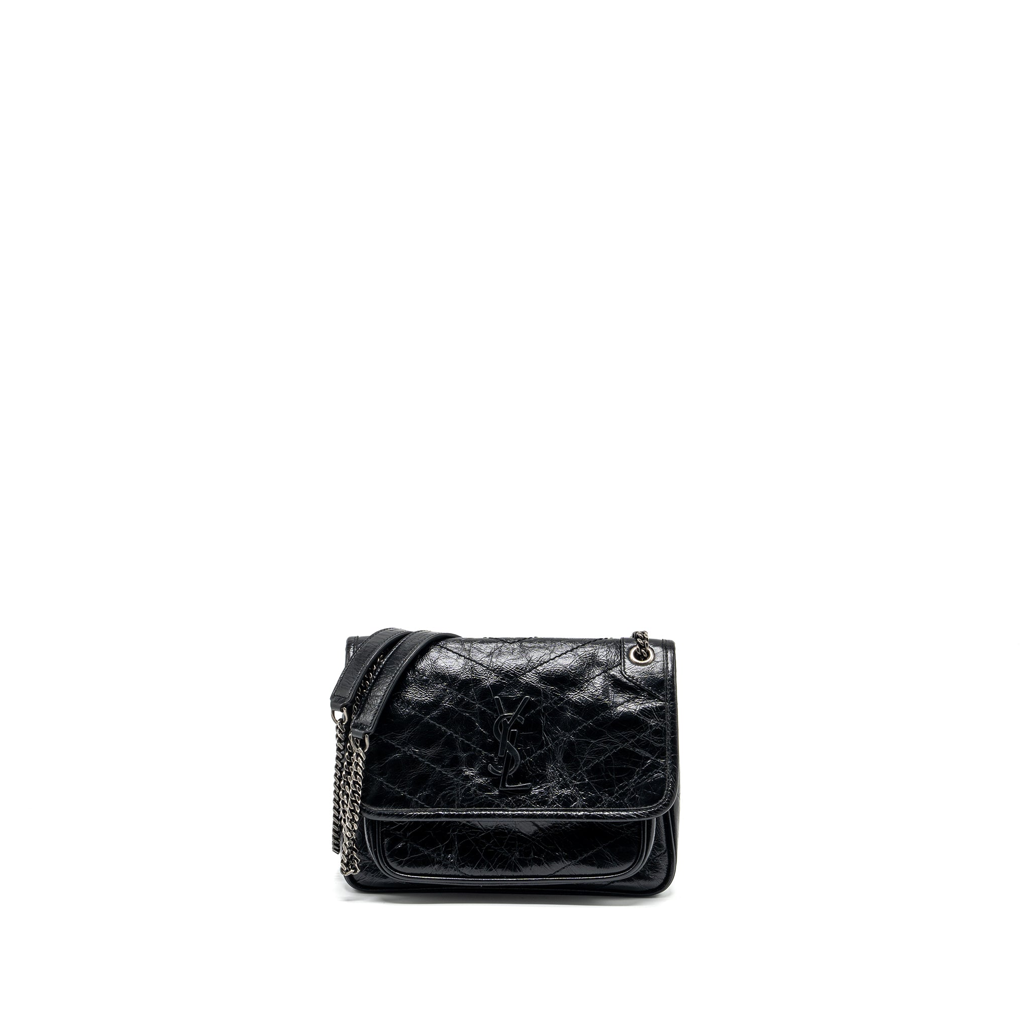 SAINT LAURENT BABY NIKI LEATHER BLACK SHW