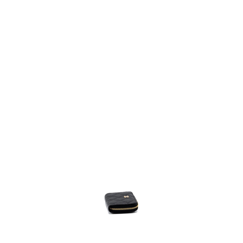 CHANEL QUILTED ZIPPER CARD HOLDER CAVIAR BLACK GHW (MICROCHIP)