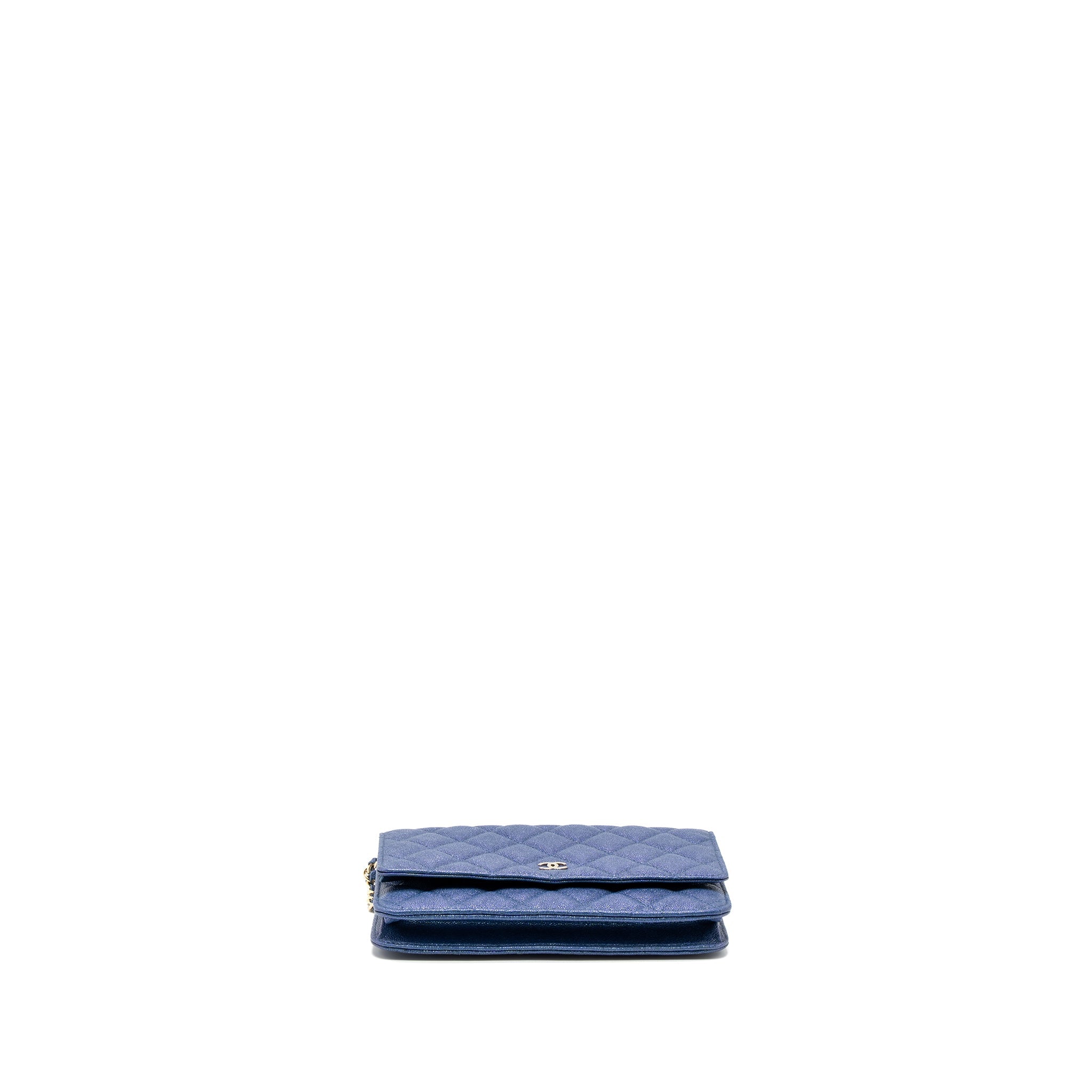 CHANEL CLASSIC WALLET ON CHAIN CAVIAR IRIDESCENT BLUE LGHW