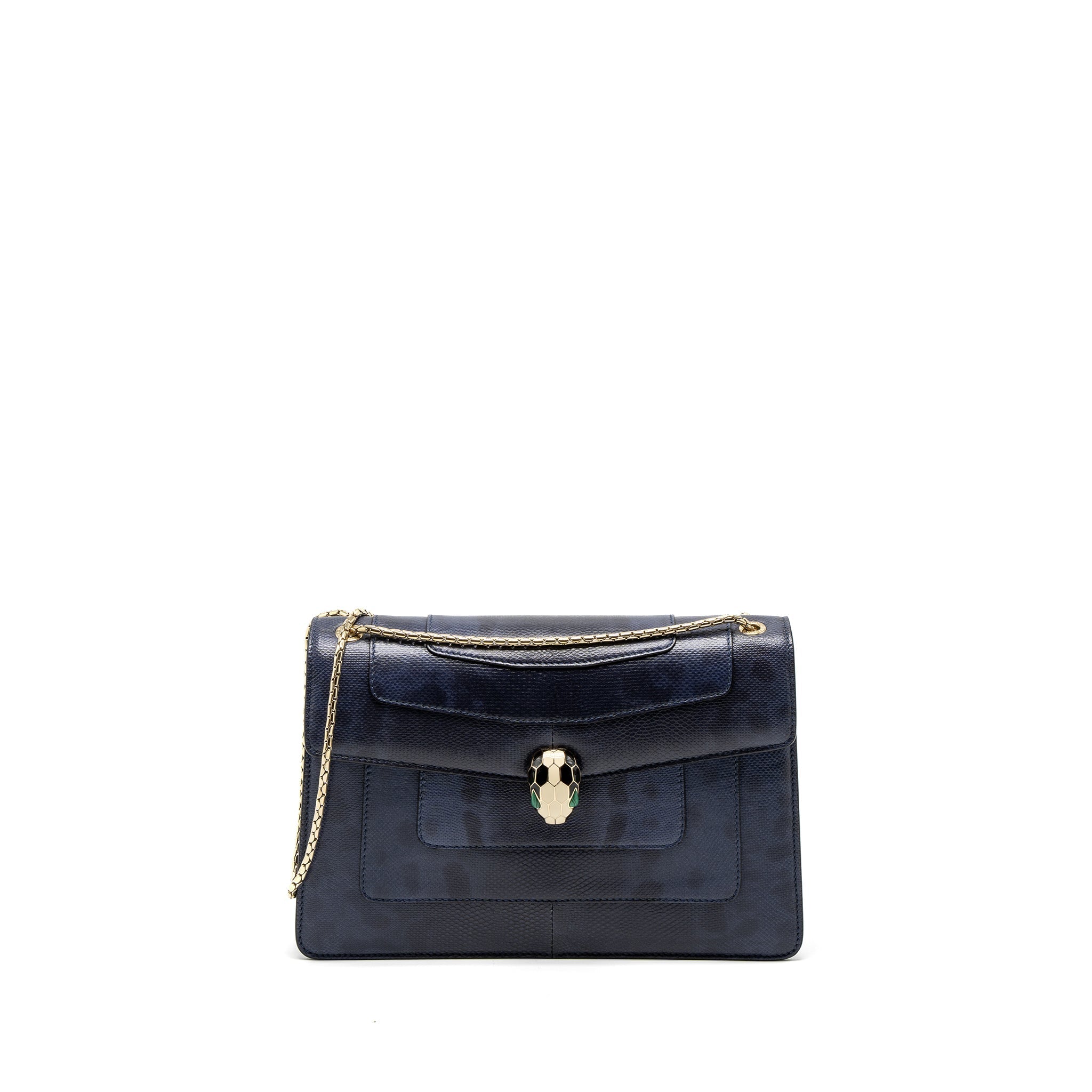 BVLGARI SERPENTI SHOULDER BAG KARUNG SKIN DARK PURPLE LGHW