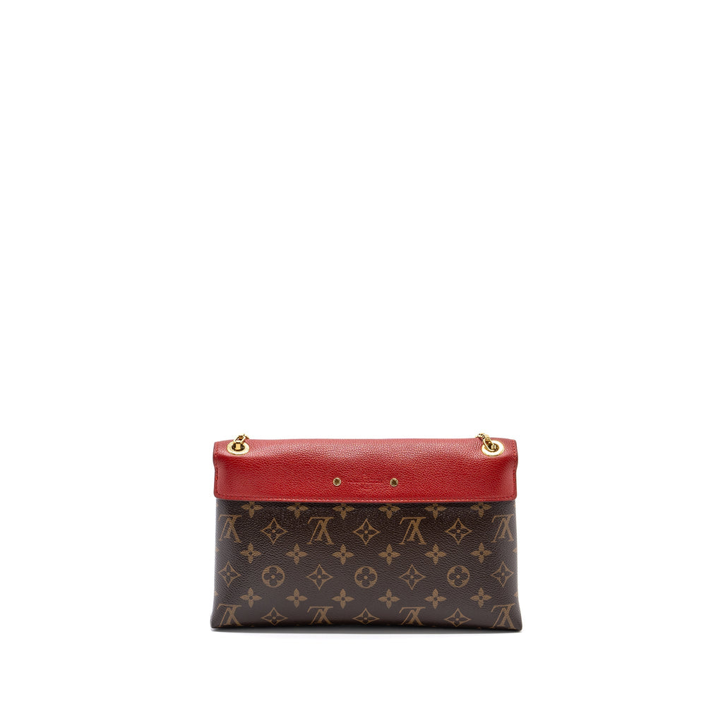 LOUIS VUITTON PALLAS CHAIN BAG MONOGRAM CANVAS / CALFSKIN RED GHW