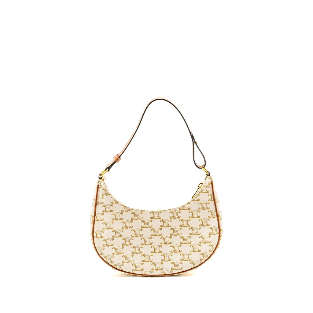 CELINE MEDIUM AVA BAG TRIOMPHE CANVAS/CALFSKIN WHITE/BROWN GHW