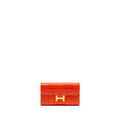 HERMES CONSTANCE LONG WALLET SHINY ALLIGATOR MISSISSIPPIENSIS ORANGE POPPY GHW