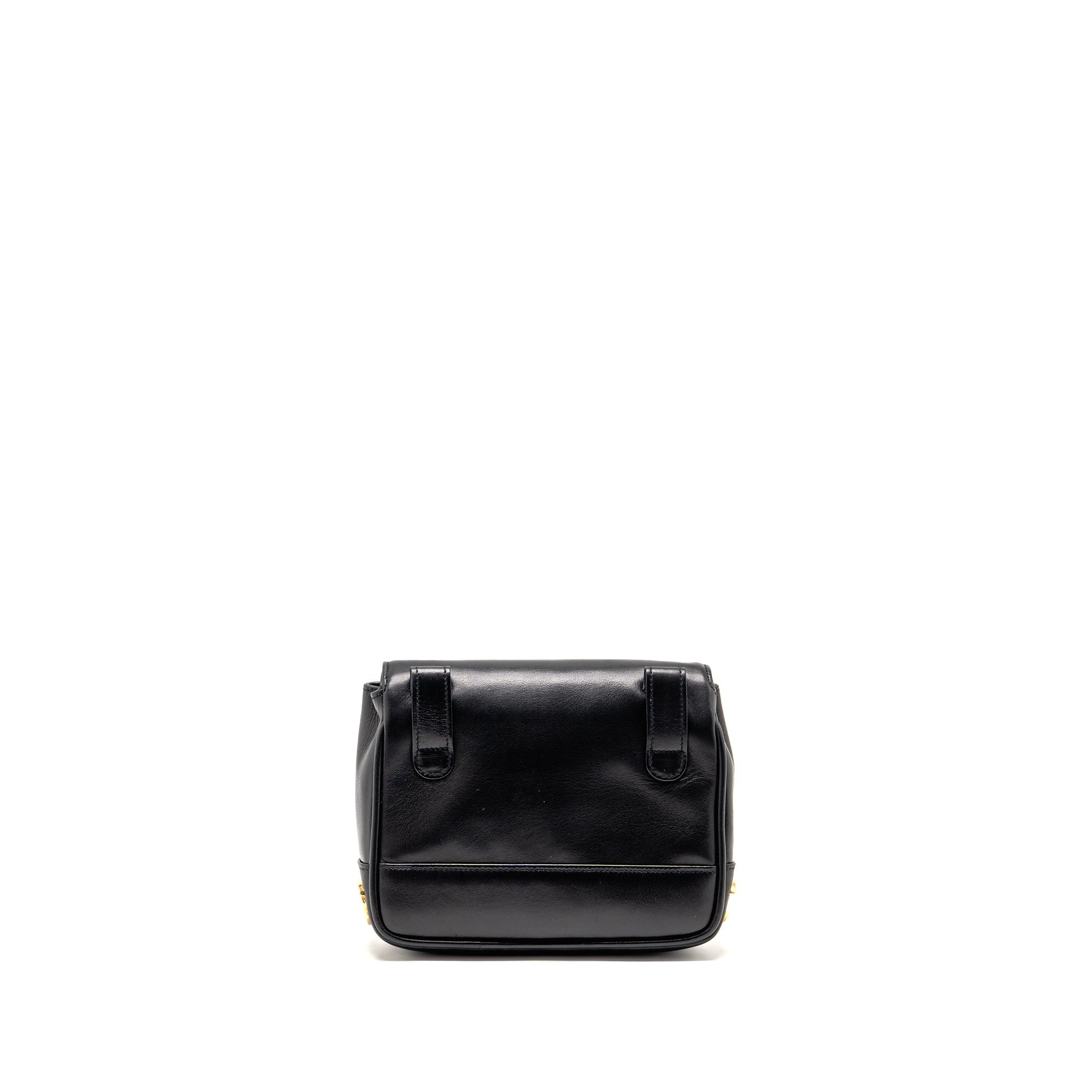 CHANEL VINTAGE CC LOGO FLAP BELT BAG SMOOTH CALFSKIN BLACK GHW
