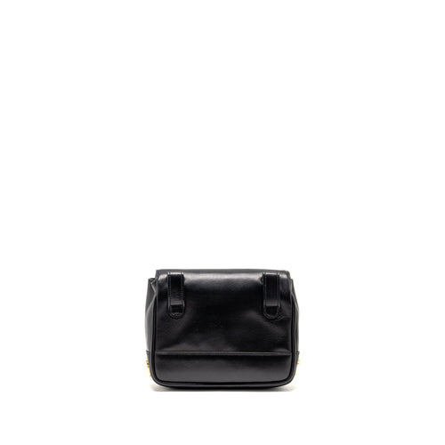 CHANEL VINTAGE CC LOGO FLAP BELT BAG SMOOTH CALFSKIN BLACK GHW