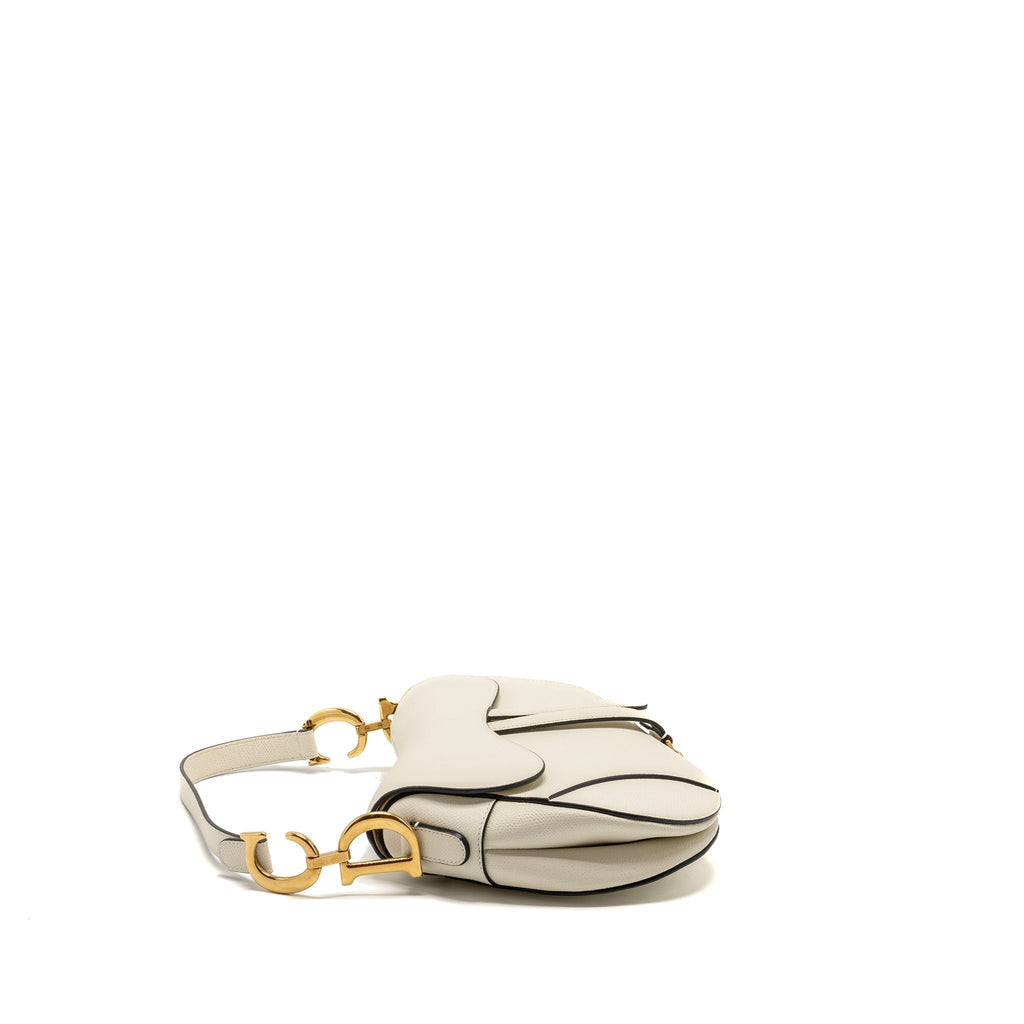 DIOR MEDIUM SADDLE BAG CALFSKIN WHITE GHW