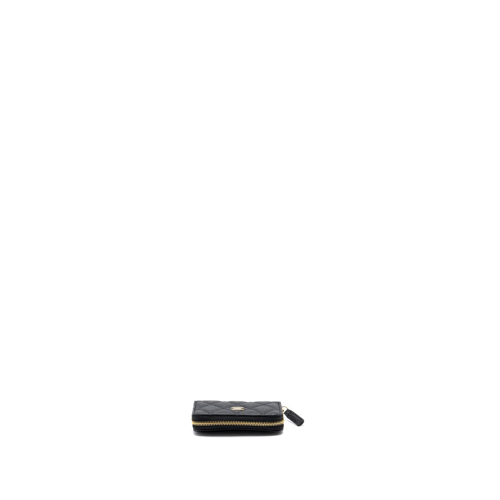 CHANEL QUILTED ZIPPER CARD HOLDER CAVIAR BLACK GHW (MICROCHIP)