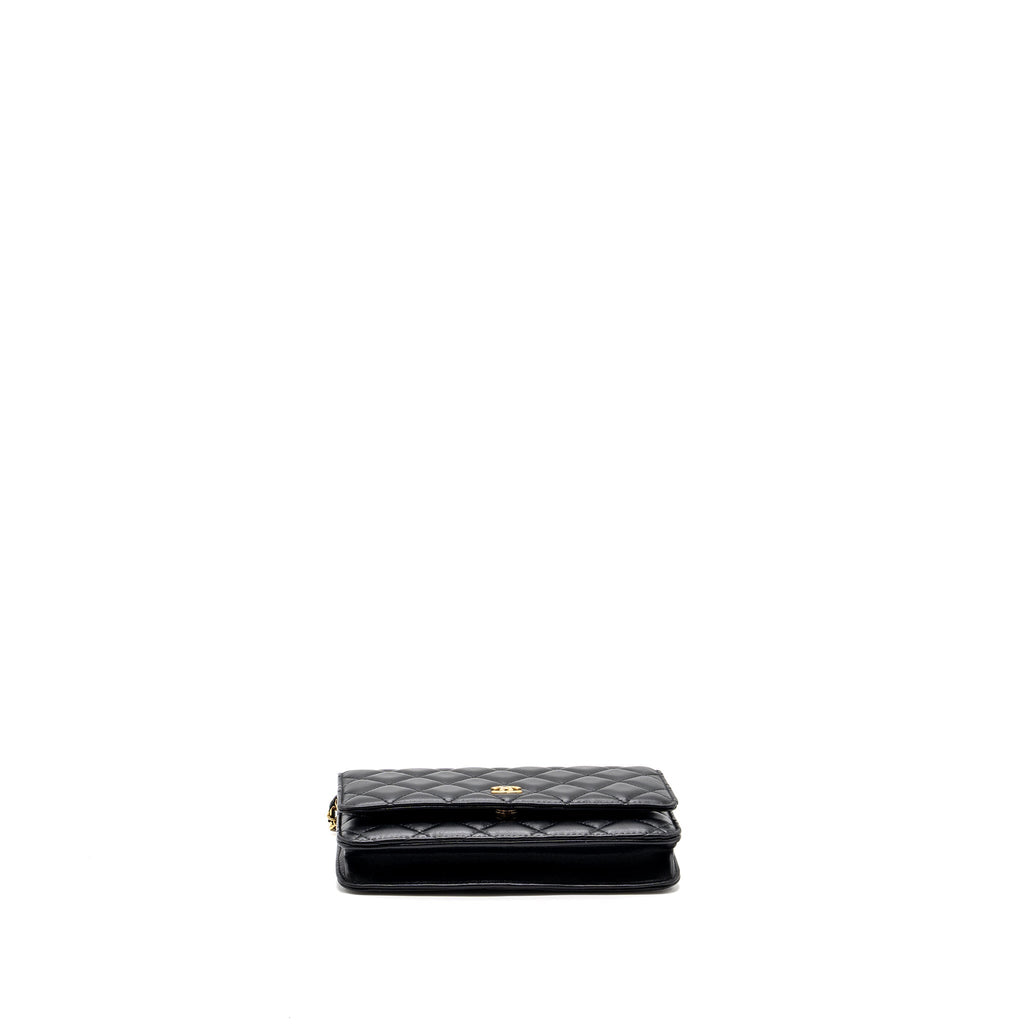 CHANEL COCO HEART WALLET ON CHAIN LAMBSKIN BLACK GHW (MICROCHIP)