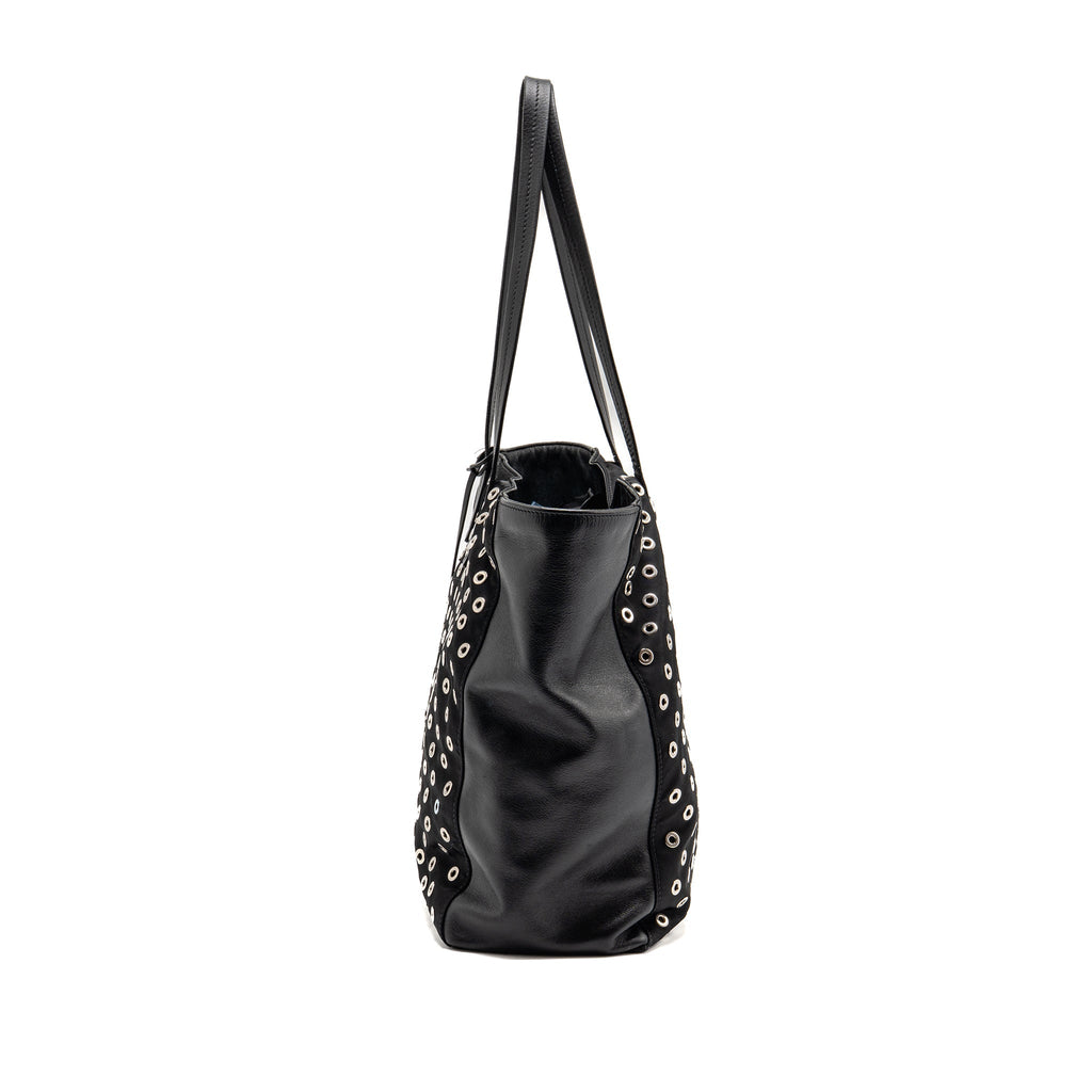 PRADA SHOULDER BAG LAMBSKIN / FABRIC BLACK SHW
