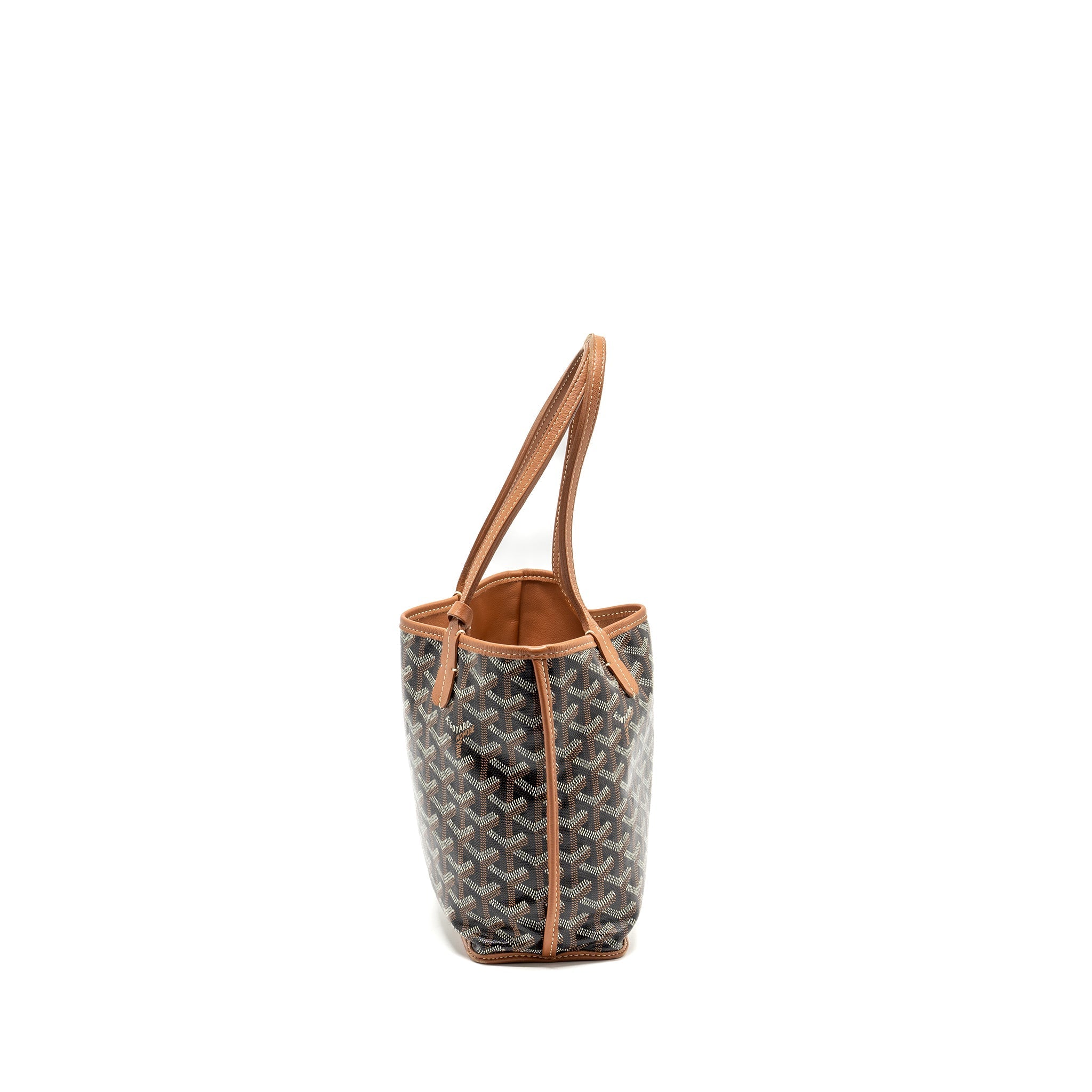 GOYARD MINI ANJOUR TOTE BAG GOYARDLINE CANVAS BROWN SHW