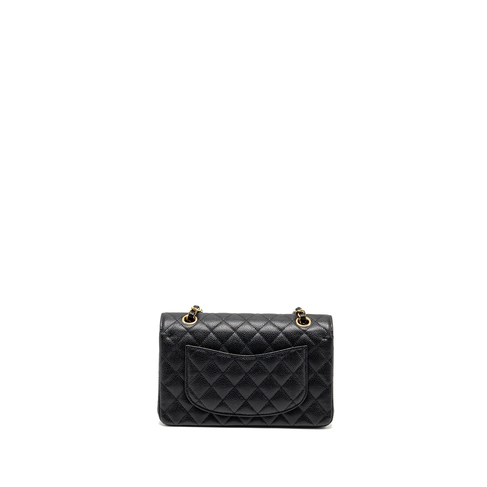 CHANEL SMALL CLASSIC DOUBLE FLAP BAG CAVIAR BLACK GHW(MICROCHIP)
