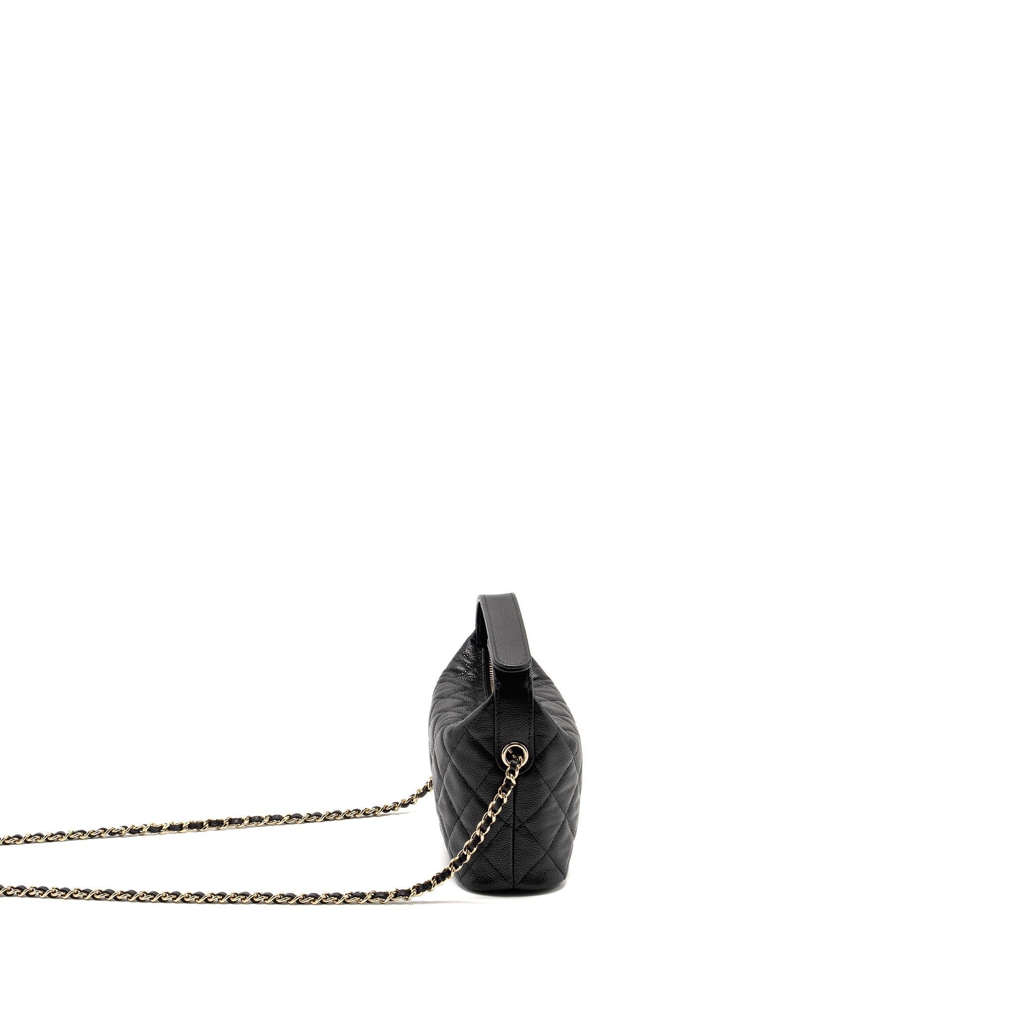 CHANEL 25C QUILTED HOBO BAG CAVIAR BLACK GHW (MICROCHIP)