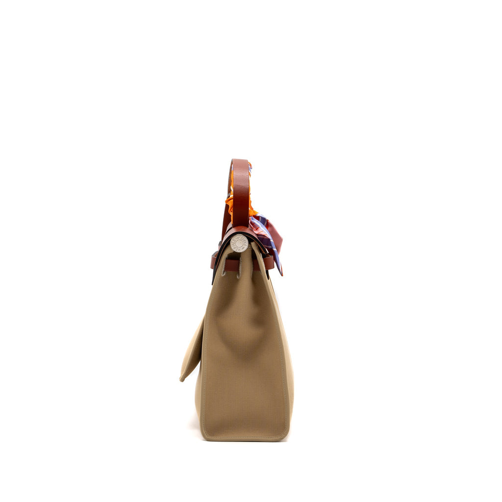 HERMES HERBAG 31 ZIP BAG CANVAS / HUNTER LEATHER TRENCH/ CUVIER SHW