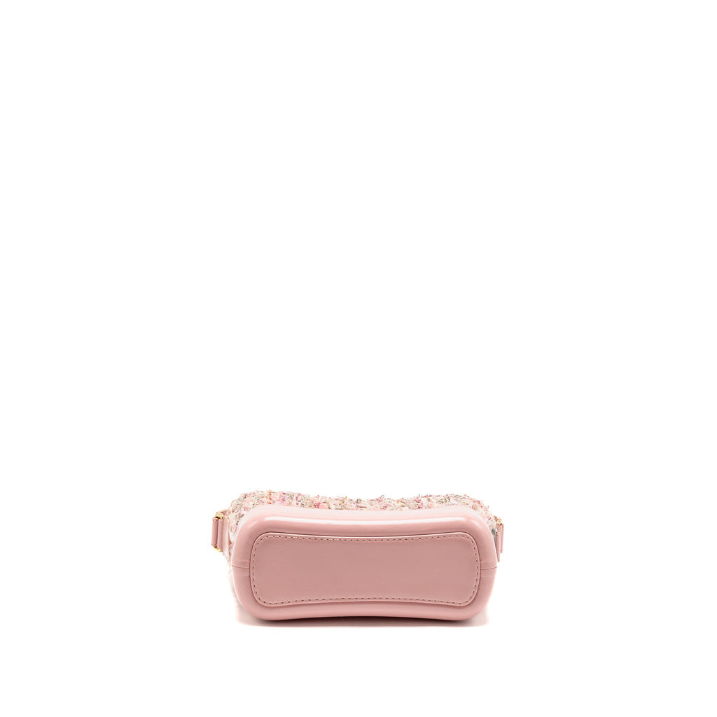 CHANEL SMALL GABRIELLE HOBO BAG TWEED/SHINY CALFSKIN PINK MULTICOLOURED HARDWARE
