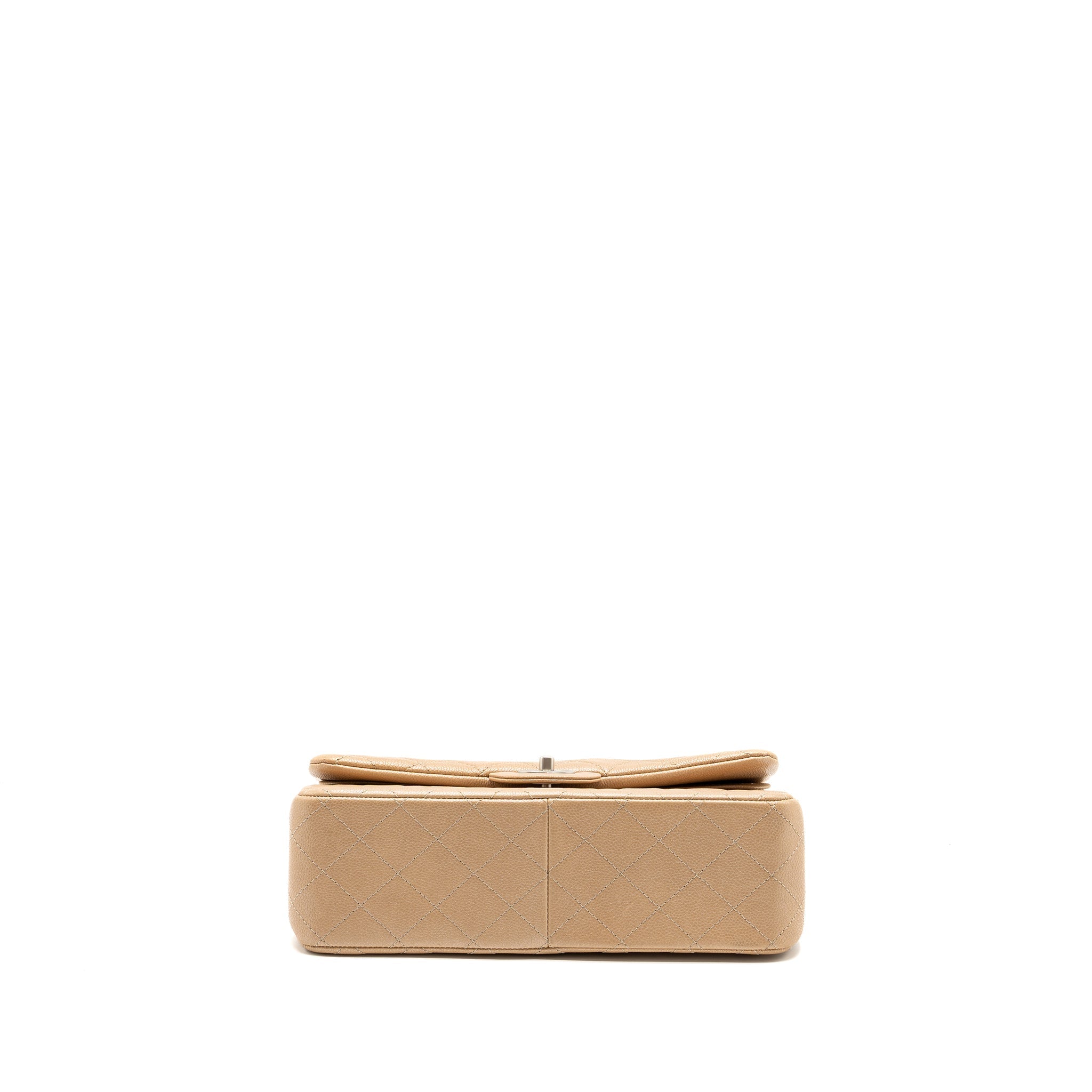 CHANEL CLASSIC JUMBO DOUBLE FLAP BAG CAVIAR IRIDESCENT BEIGE BRUSHED SHW