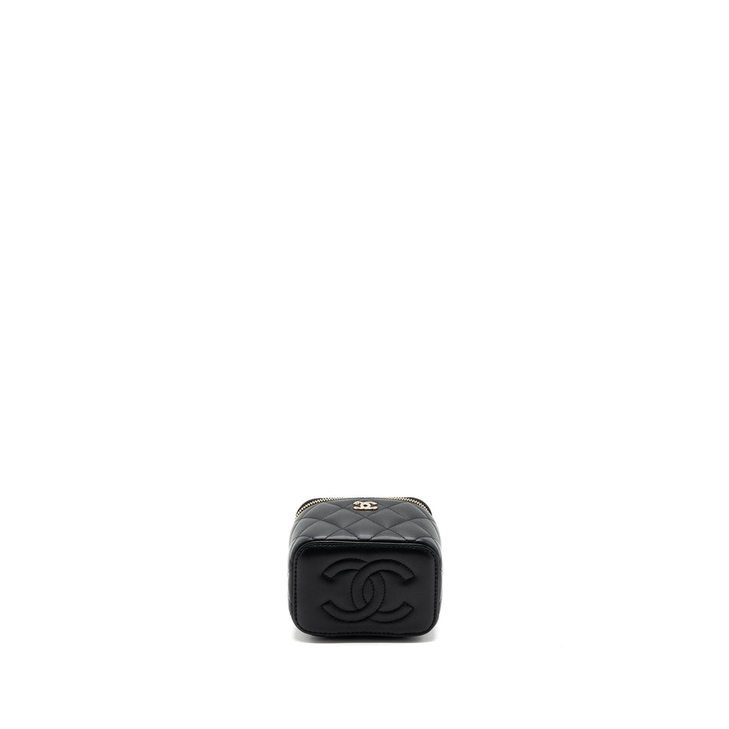 CHANEL PEARL CRUSH MINI VANITY CASE LAMBSKIN BLACK LGHW(MICROCHIP)