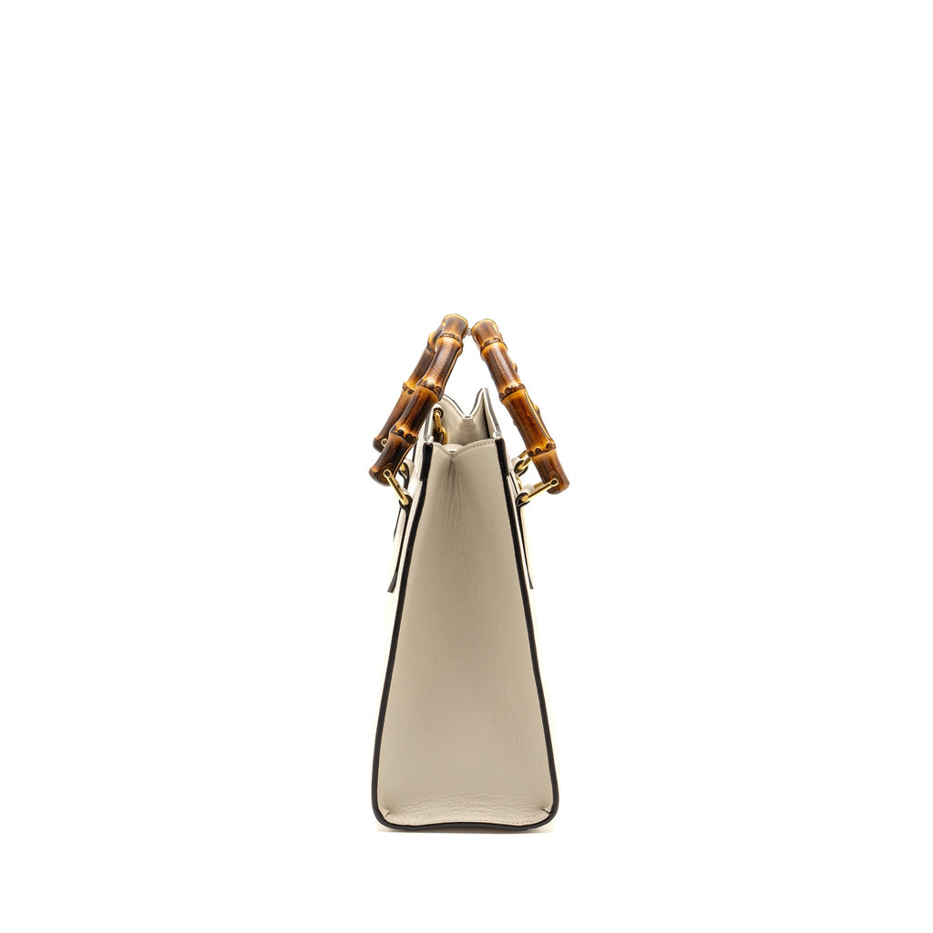 GUCCI SMALL DIANA TOTE BAG CALFSKIN WHITE GHW