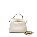 FENDI SMALL PEEKABOO ISEEU BAG NAPA LEATHER WHITE/BEIGE GHW