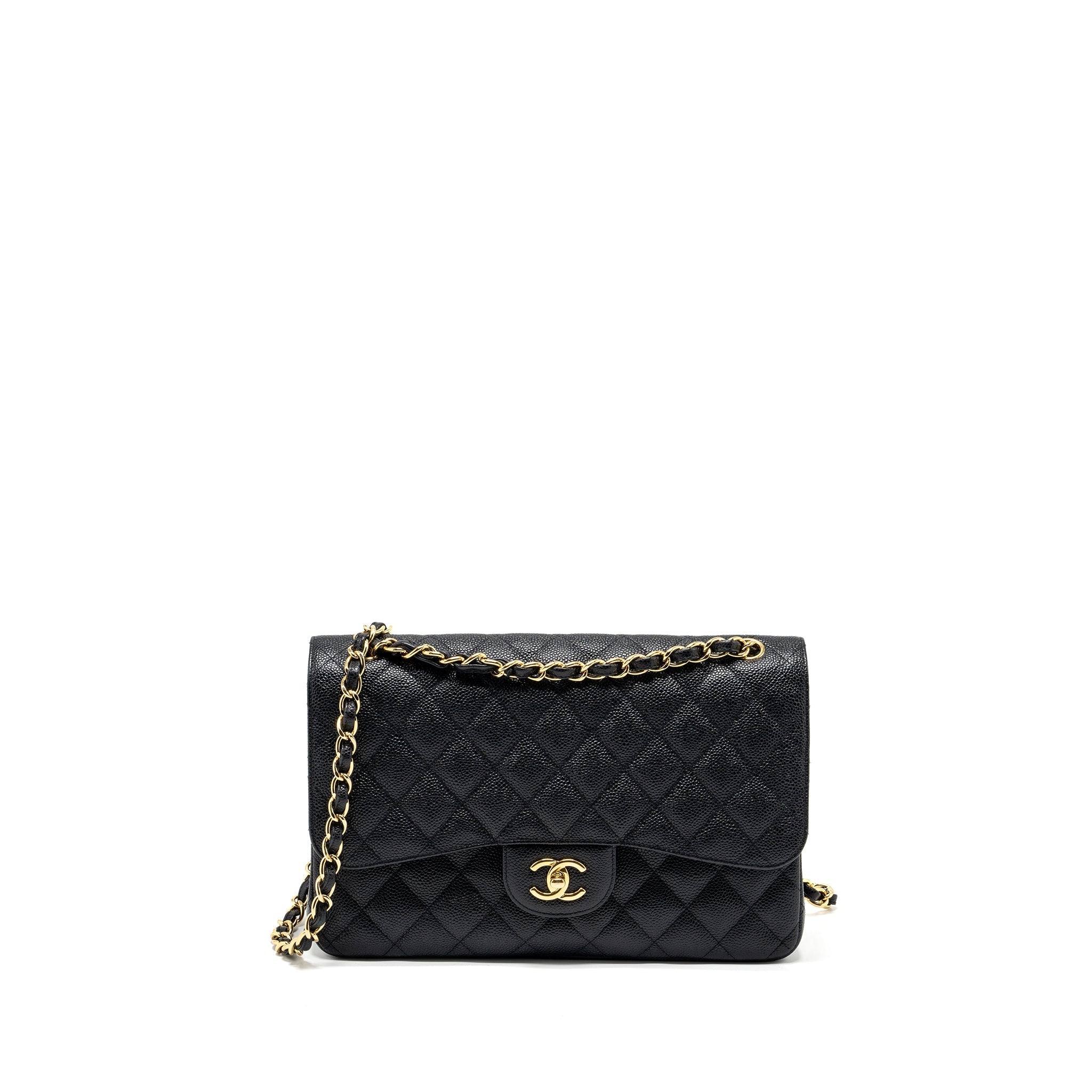 CHANEL CLASSIC JUMBO DOUBLE FLAP BAG CAVIAR BLACK GHW