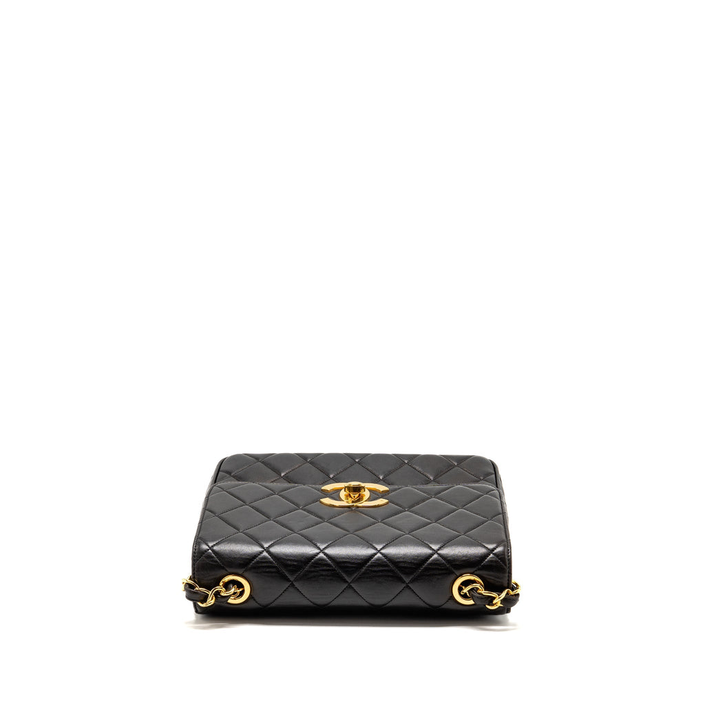 CHANEL VINTAGE LARGE SQUARE FLAP BAG LAMBSKIN BLACK GHW