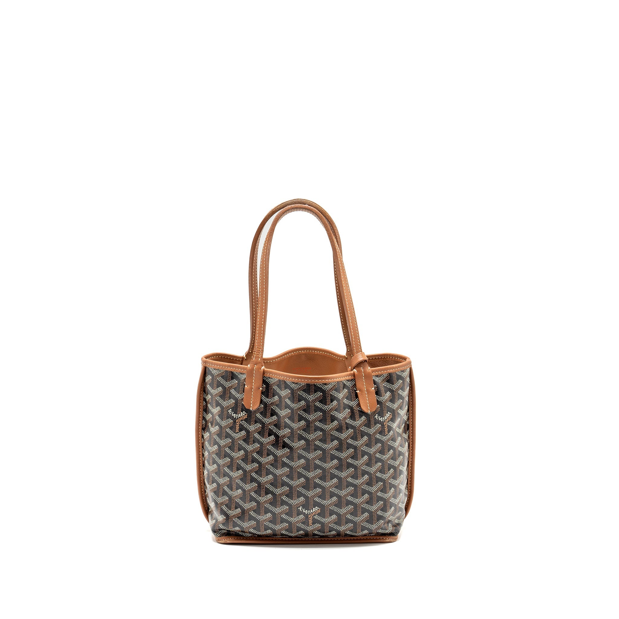 GOYARD MINI ANJOUR TOTE BAG GOYARDLINE CANVAS BROWN SHW