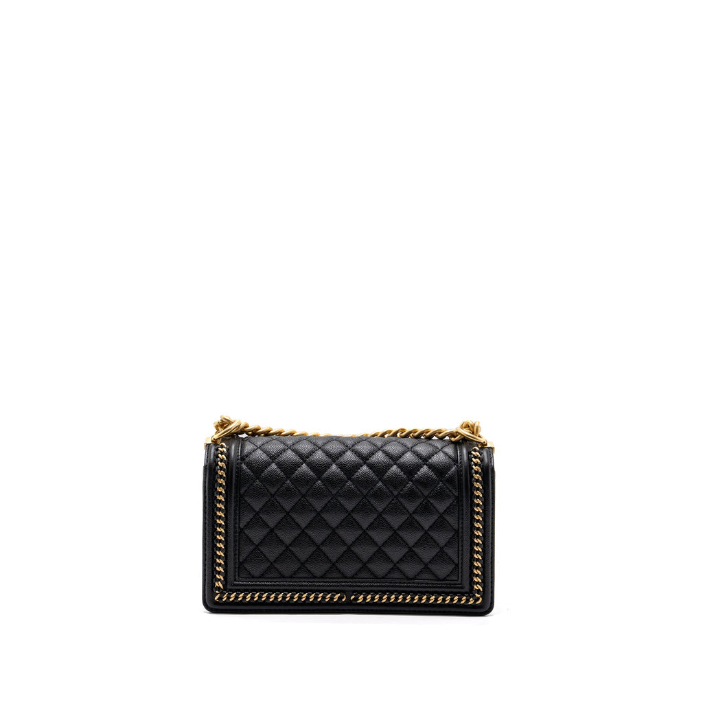 CHANEL MEDIUM BOY BAG LIMITED EDITION CAVIAR BLACK GHW (MICROCHIP)