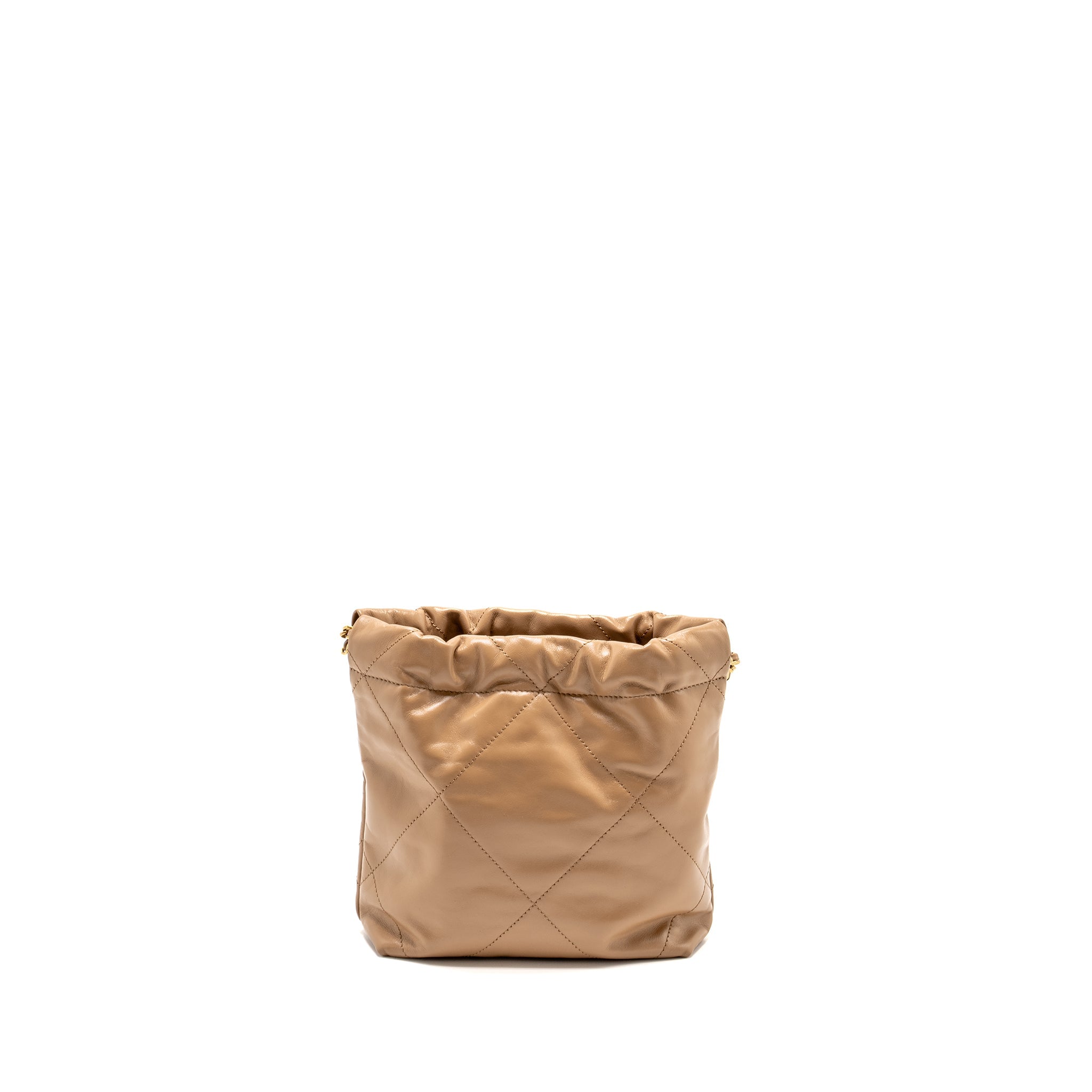 CHANEL MINI 22 BAG CALFSKIN DARK BEIGE GHW (MICROCHIP)