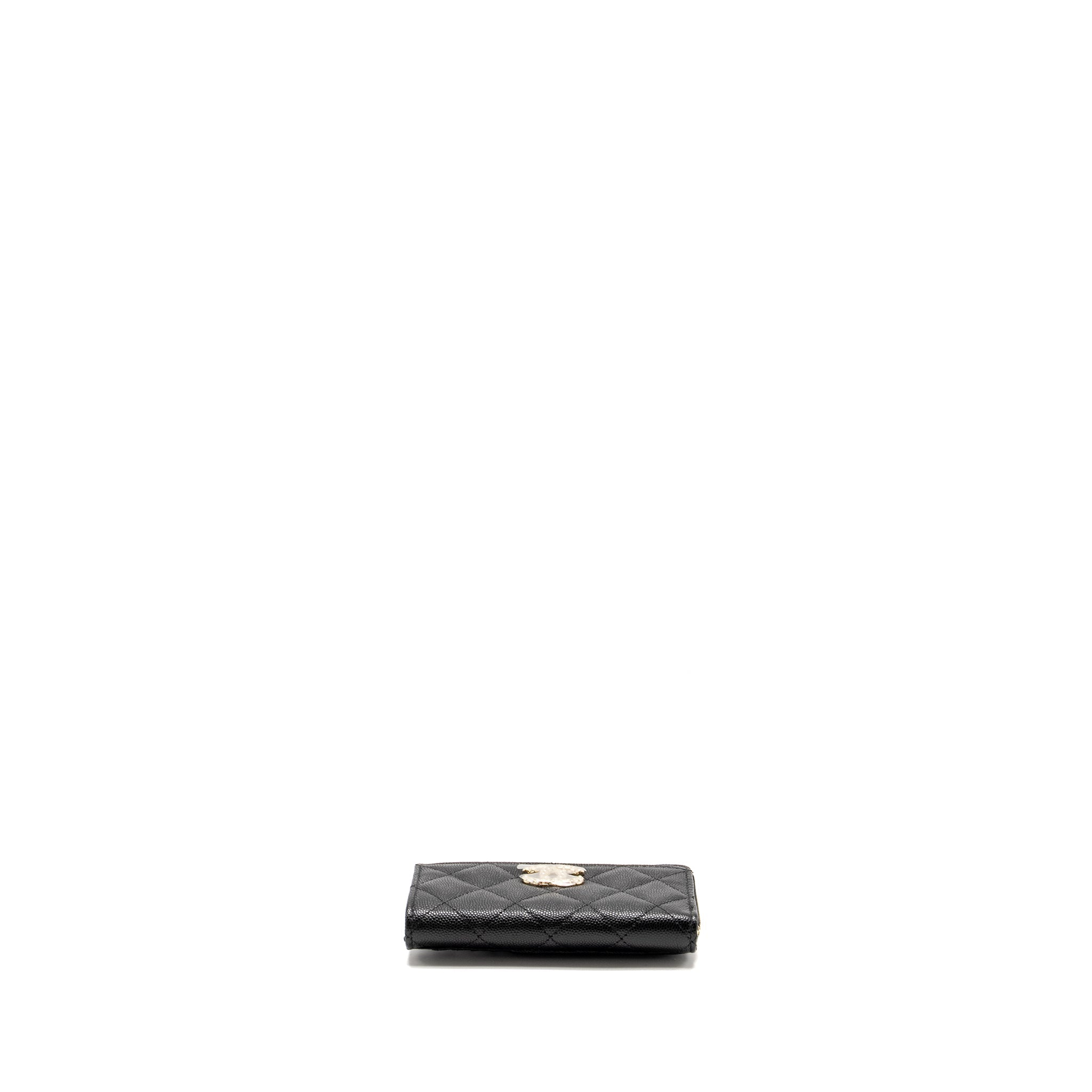 CHANEL ZIPPED CARD HOLDER LIMITED EDITION CAVIAR BLACK LGHW (MICROCHIP)