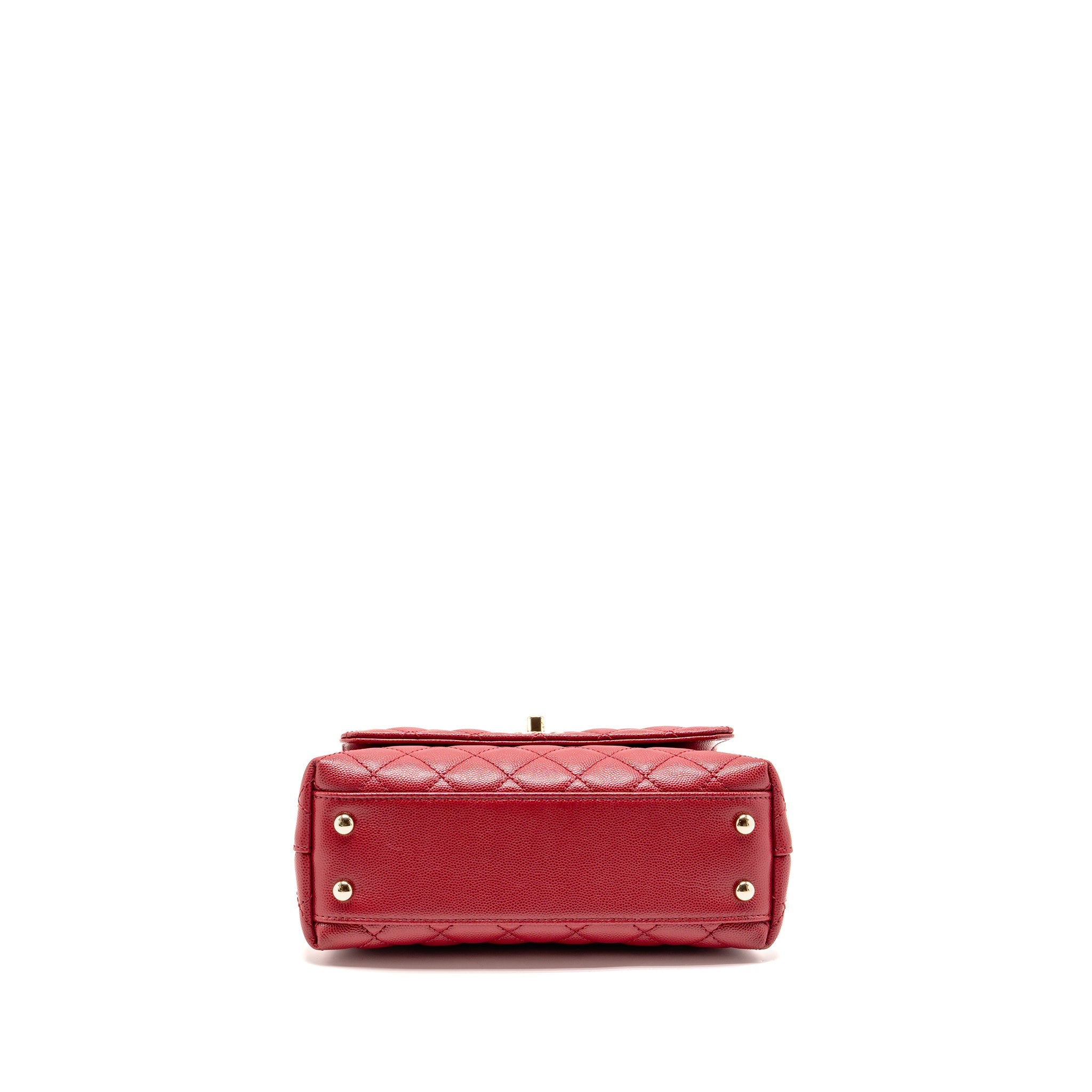 CHANEL SMALL COCO HANDLE CAVIAR RED LGHW (MICROCHIP)