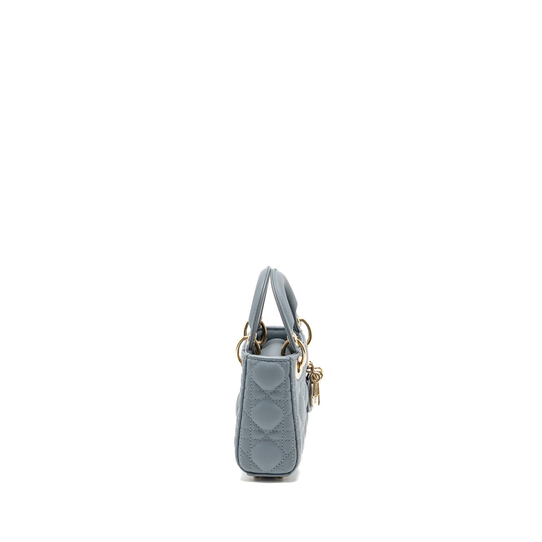 DIOR MICRO LADY DIOR CANNAGE LAMBSKIN GREY LGHW